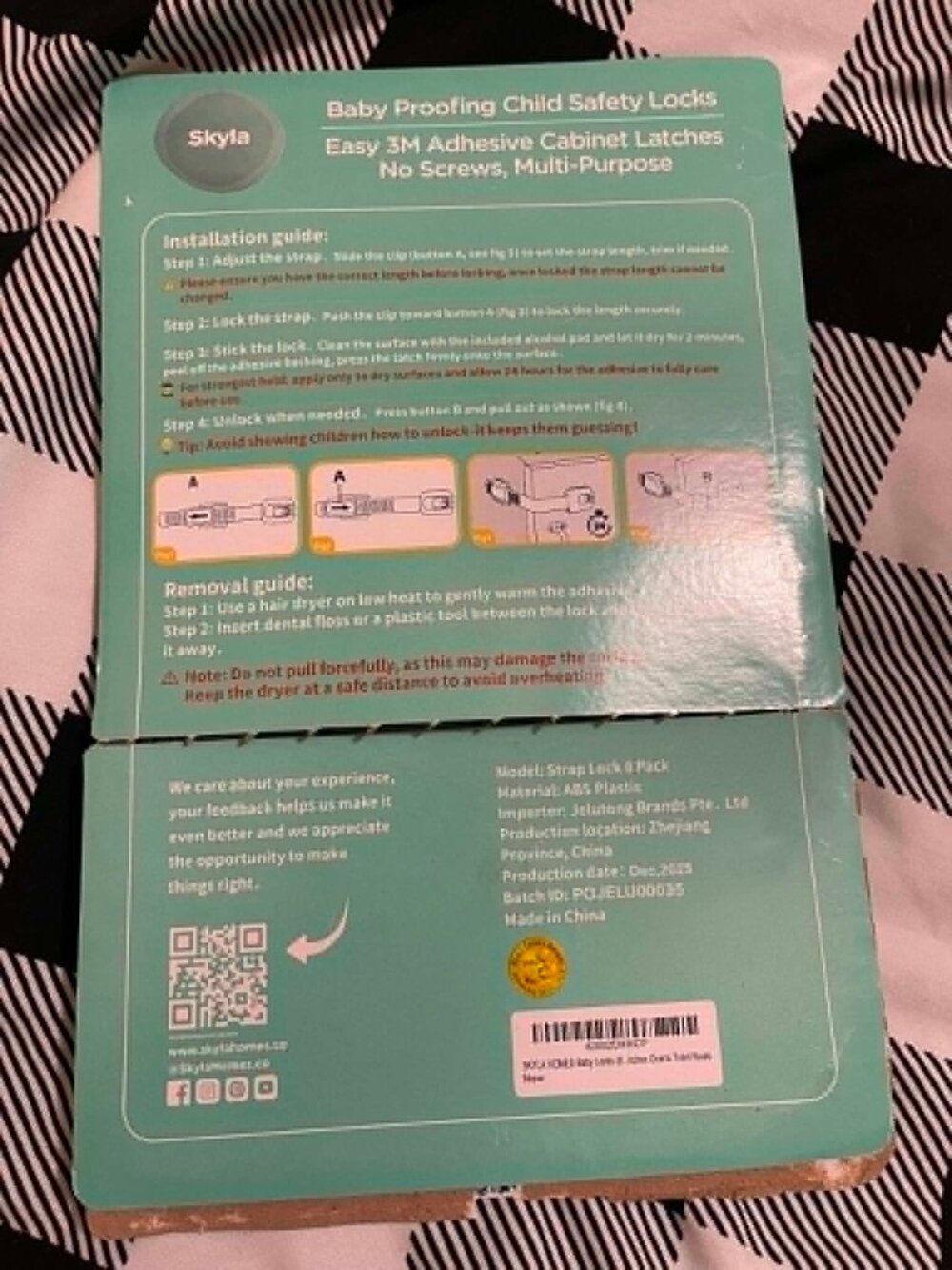 NIB Skyla Homes Child Proof Cabinet Locks, 8 Pack, 3M Adhesive Strap Locks, Whi - Picture 3 of 3